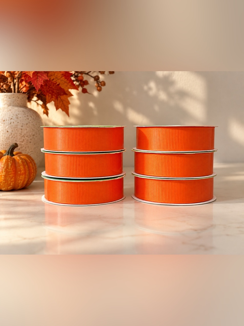 Bright Orange Grosgrain Ribbon Spools | Qty:6 | NEW